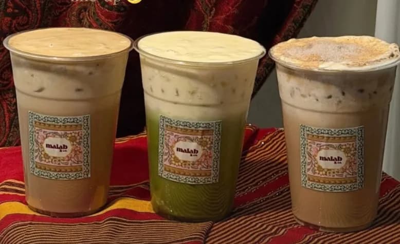 Three Ramadan drinks with ornate Malab labels